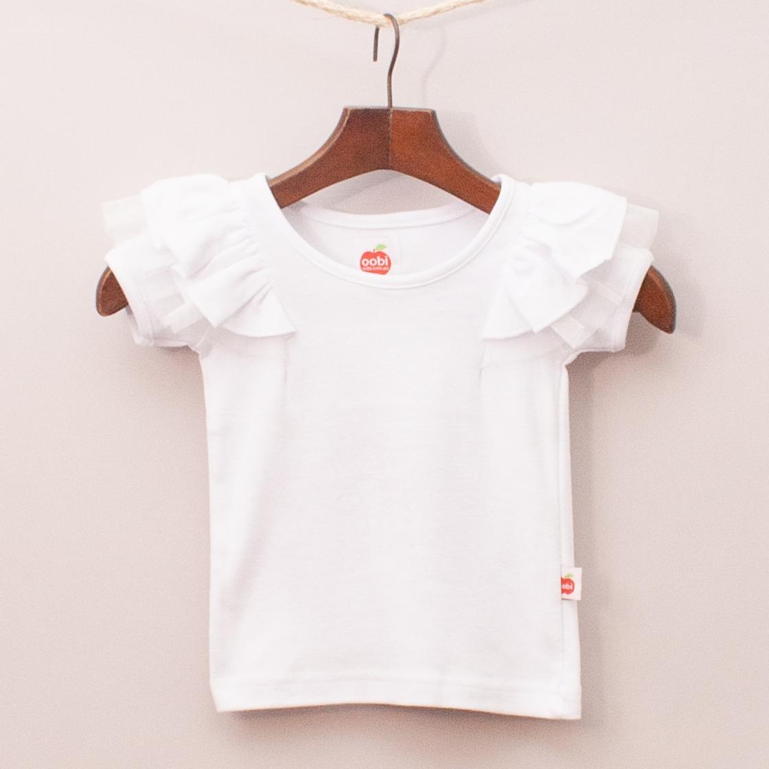 Oobi White Ruffle T-Shirt "Brand New"