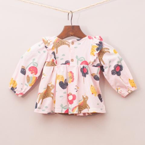 Sprout Patterned Long Sleeve Top