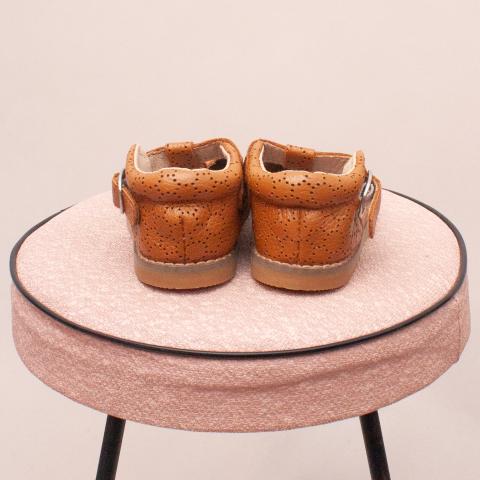 Just Ray Brown Leather Shoes - Size 18-24Mths Approx.