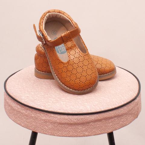 Just Ray Brown Leather Shoes - Size 18-24Mths Approx.