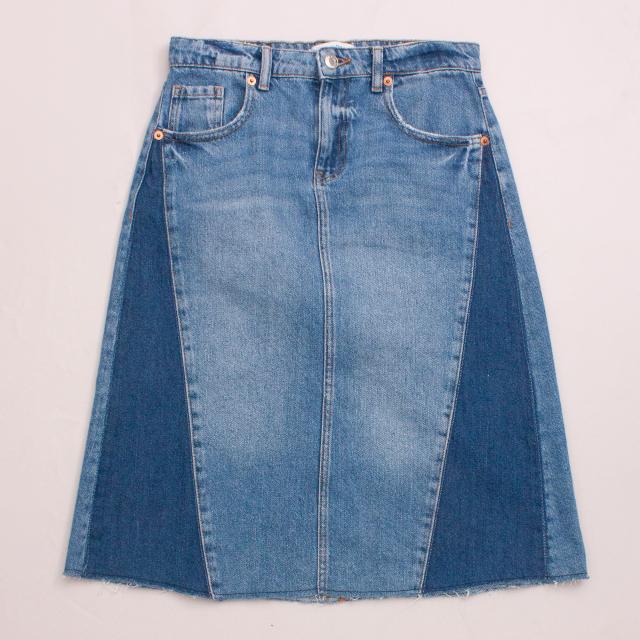 Zara Long-Line Denim Skirt