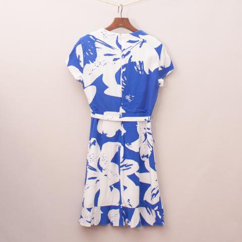 Bardot Blue & White Ruffle Dress