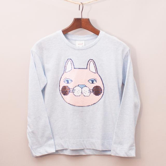 Seed Sequin Cat Long Sleeve Top