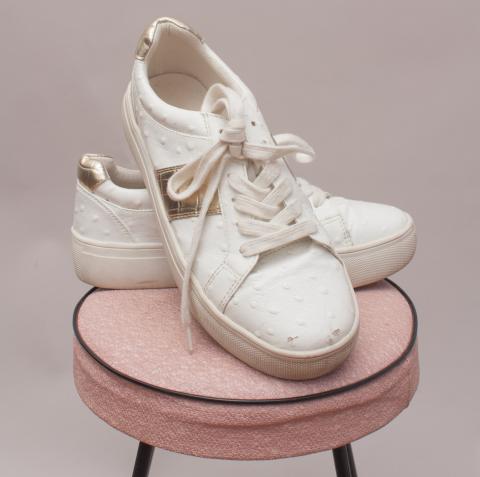 Seed White & Gold Trainers - EU 37