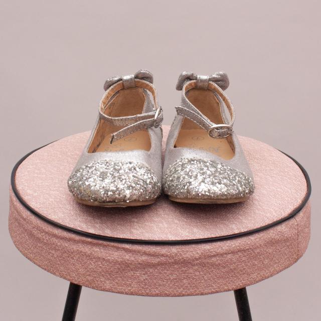 Silver and Glitter Ballet Flats - AU 7