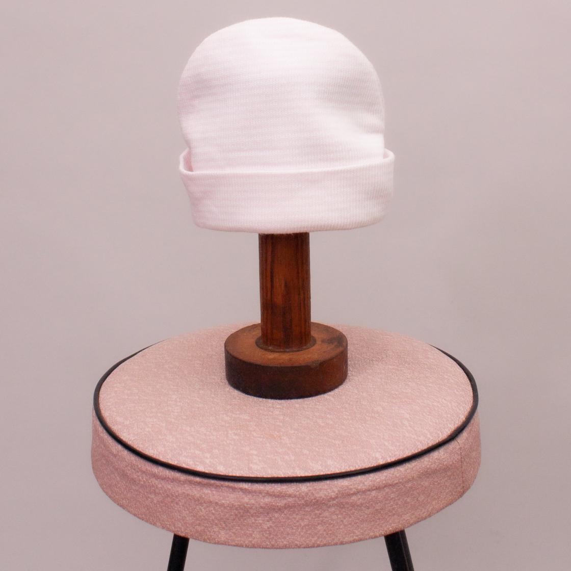 Pink & White Striped Beanie - Newborn