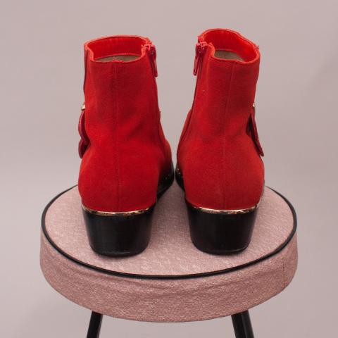 Witchery Red Leather Boots - EU 36