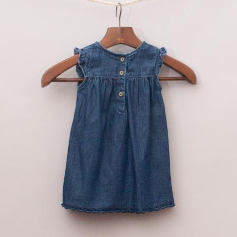 Sprout Embroidered Denim Dress