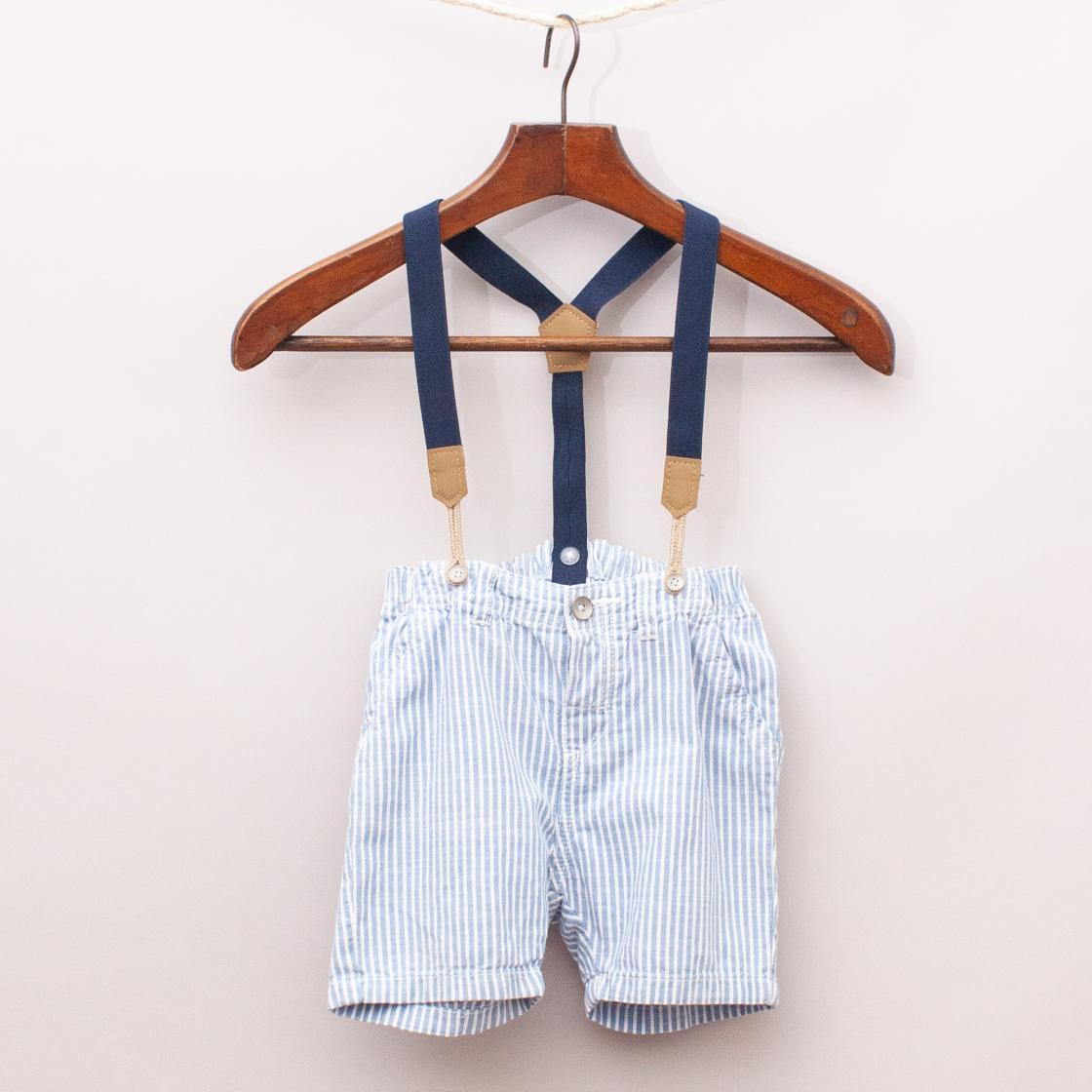 H&M Striped Shorts with Suspenders