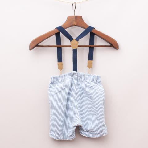 H&M Striped Shorts with Suspenders