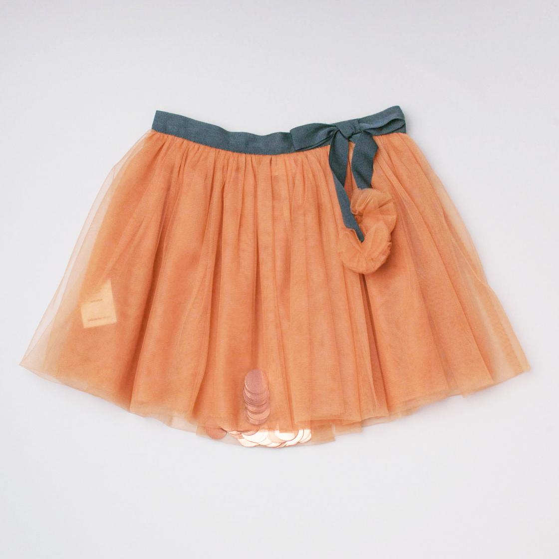 long orange tulle skirt