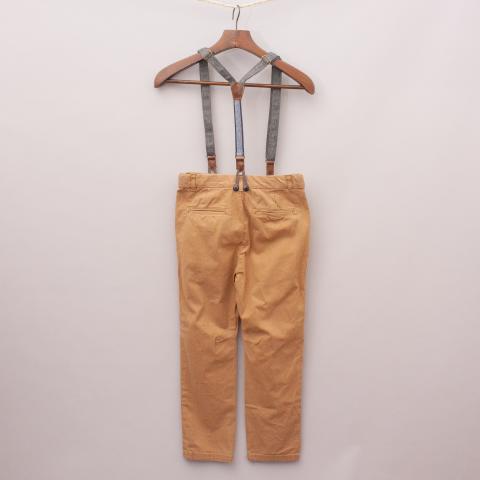 Zara Brown Pants & Suspenders