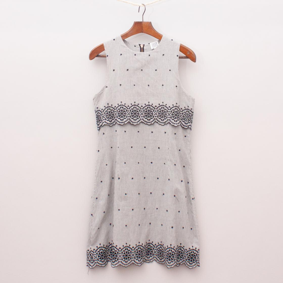 Seed Striped & Embroidered Dress