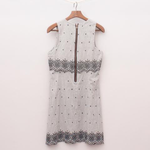 Seed Striped & Embroidered Dress