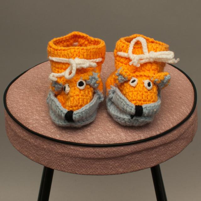 Orange and Blue Knitted Booties