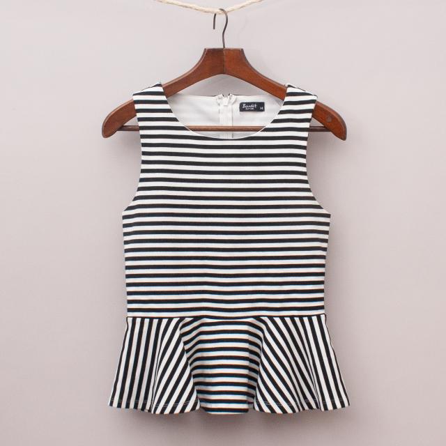 Bardot Striped Peplum Singlet