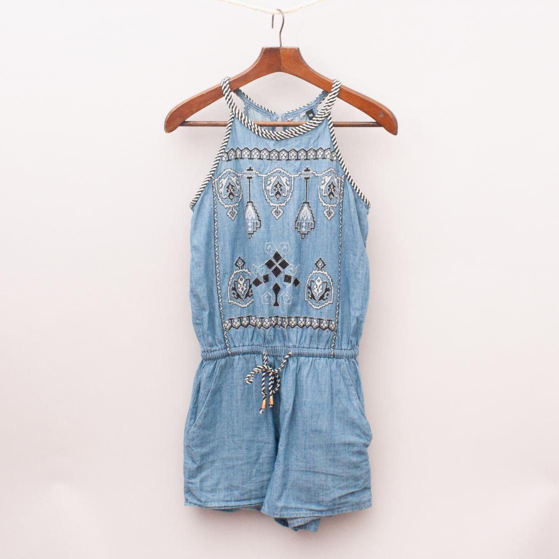 Chambray & Embroidered Playsuit