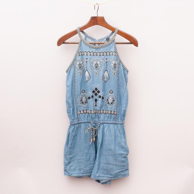Chambray & Embroidered Playsuit
