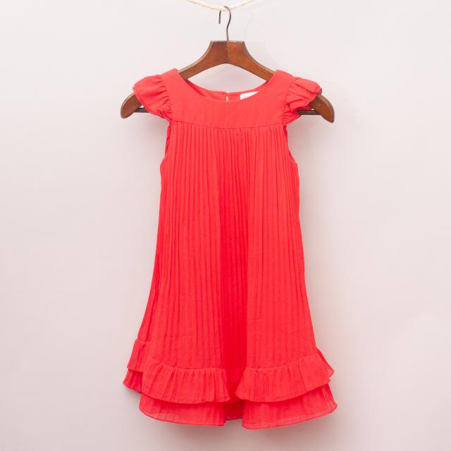 Origami Pleated Red Dress