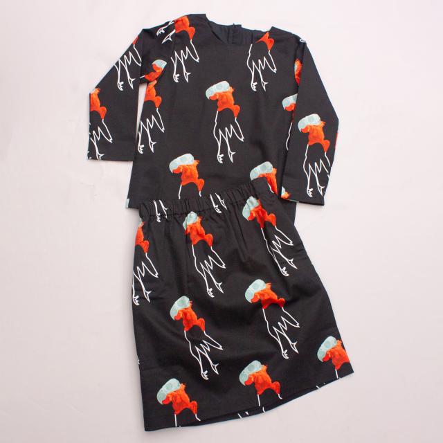 Caroline Bosman's Bird Top & Skirt Set "Brand New"