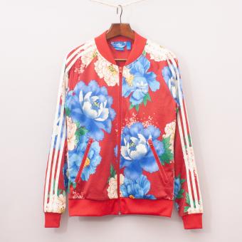 Adidas red shop floral jacket