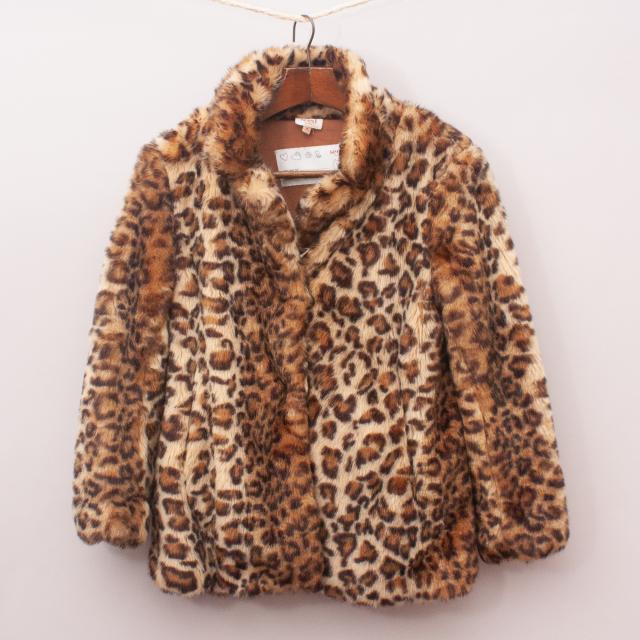 Seed Faux Fur Leopard Coat
