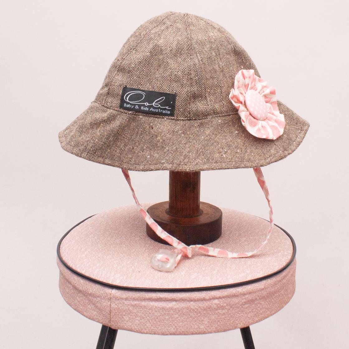 Oobi Brown and Flower Sun Hat - Size S